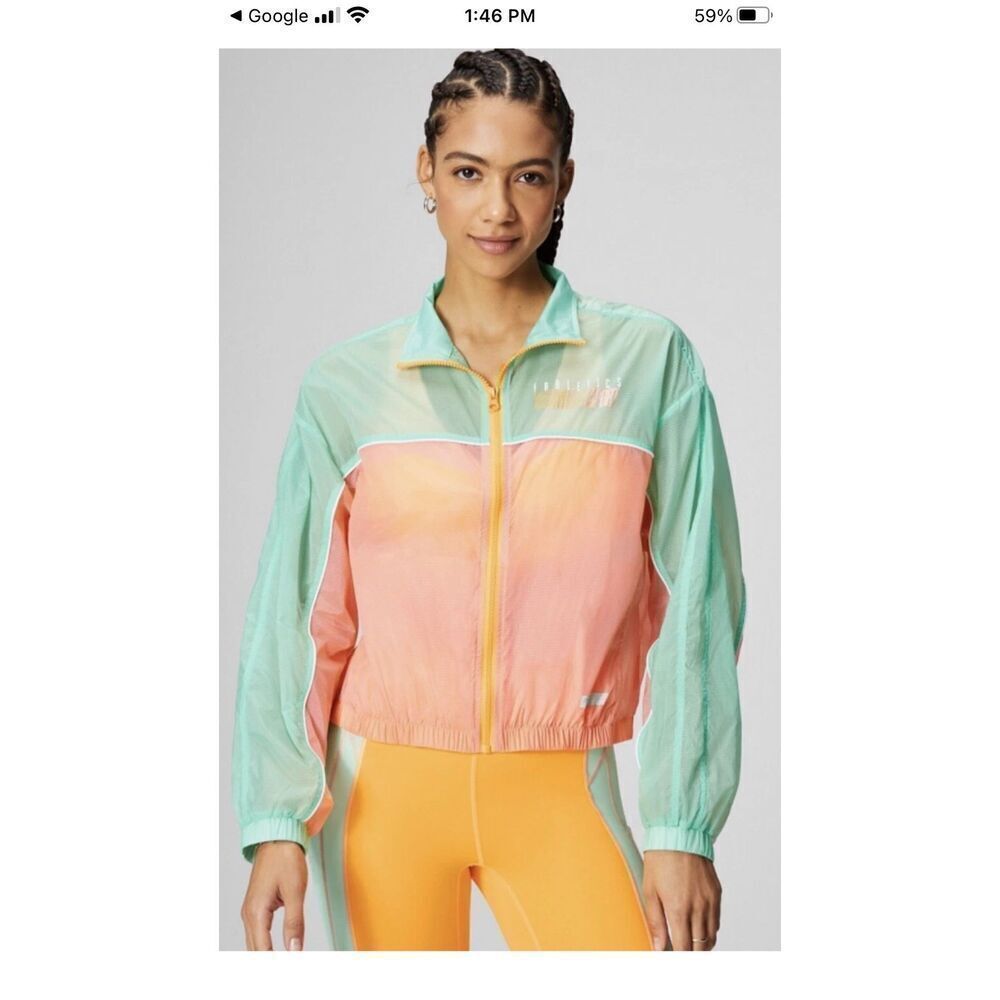Fabletics Payton Woven Lightweight Zip Jacket Peach Kiss SZ L